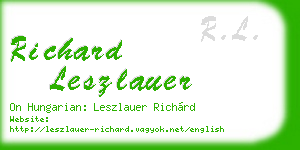 richard leszlauer business card